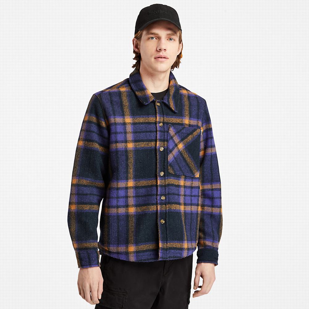 Bundy Timberland Check Fleece Overshirt Panske Tmavo Modre | LW7215649