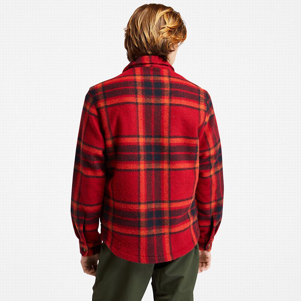 Bundy Timberland Plaid Fleece Overshirt Panske Červené | IR7250369