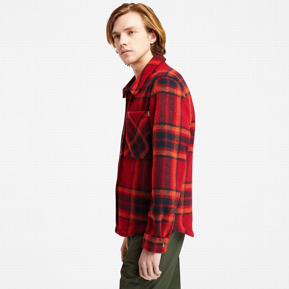 Bundy Timberland Plaid Fleece Overshirt Panske Červené | IR7250369