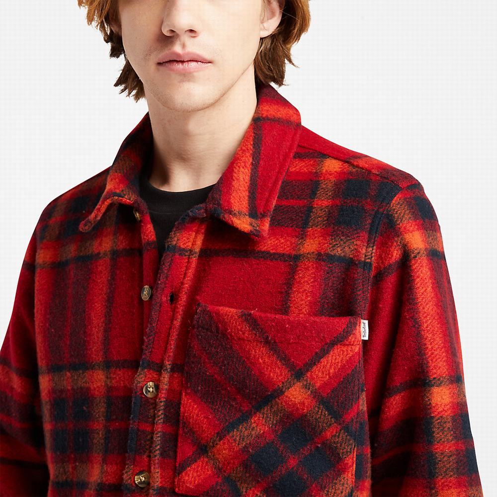 Bundy Timberland Plaid Fleece Overshirt Panske Červené | IR7250369