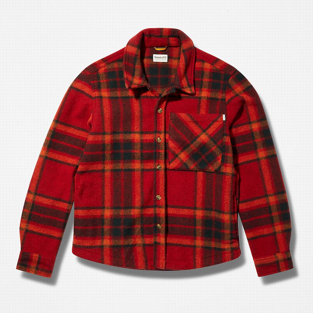 Bundy Timberland Plaid Fleece Overshirt Panske Červené | IR7250369