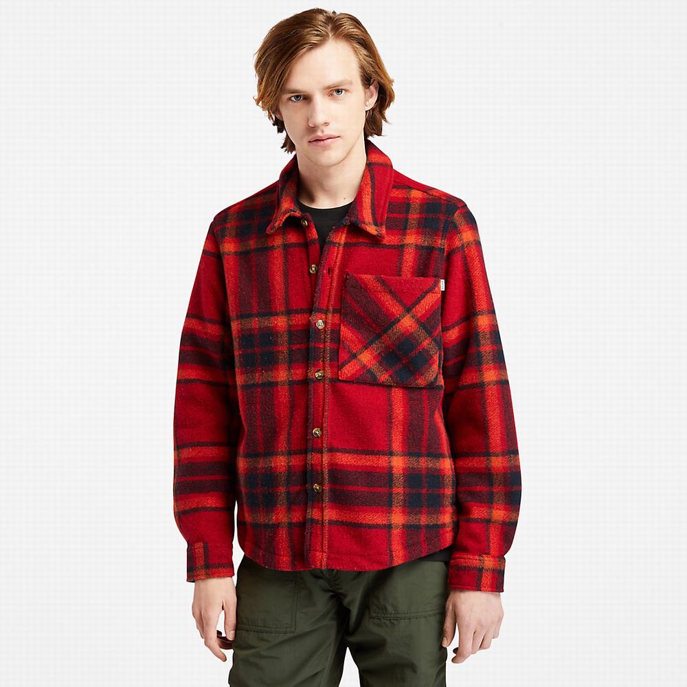 Bundy Timberland Plaid Fleece Overshirt Panske Červené | IR7250369