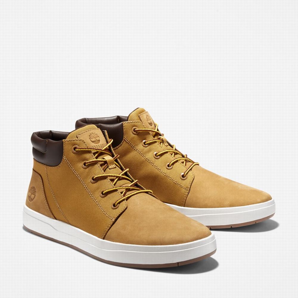 Chukka Čižmy Timberland Davis Square Leather/Fabric Chukka Panske Hnede | YJ3251896