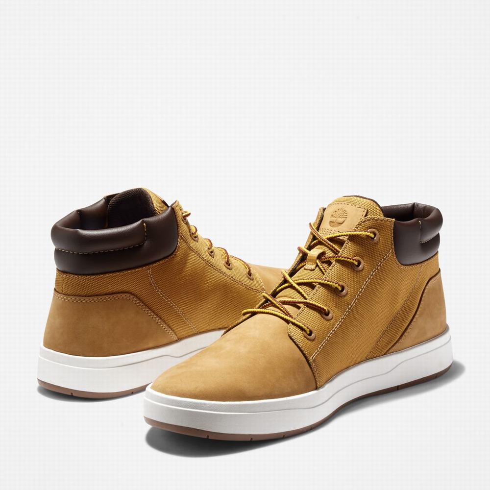 Chukka Čižmy Timberland Davis Square Leather/Fabric Chukka Panske Hnede | YJ3251896