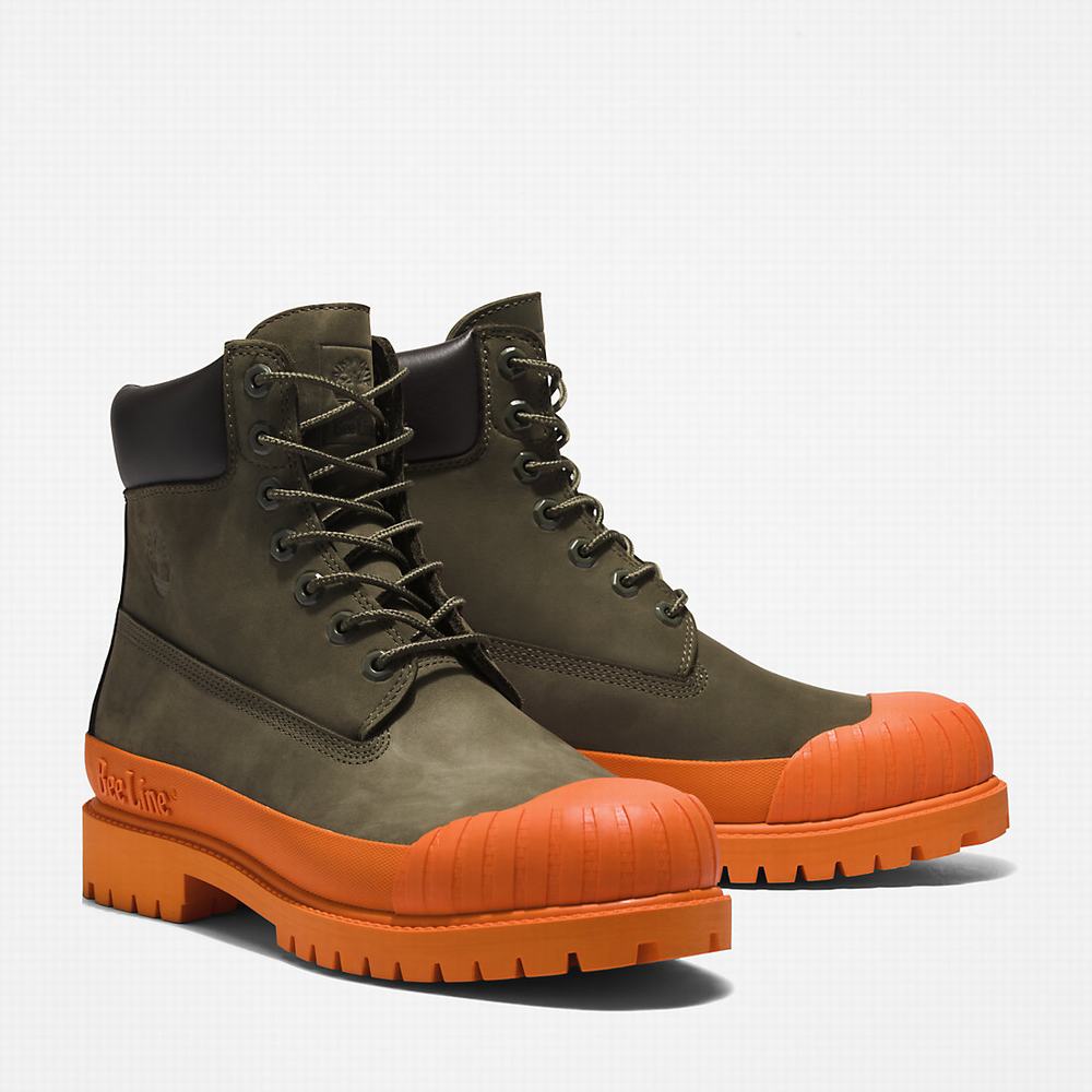 Cizmy Timberland Bee Line x Timberland® 6 Inch Rubber Spicou Panske Tmavo Zelene Oranžové | HI1430657