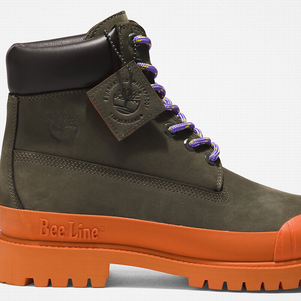 Cizmy Timberland Bee Line x Timberland® 6 Inch Rubber Spicou Panske Tmavo Zelene Oranžové | HI1430657