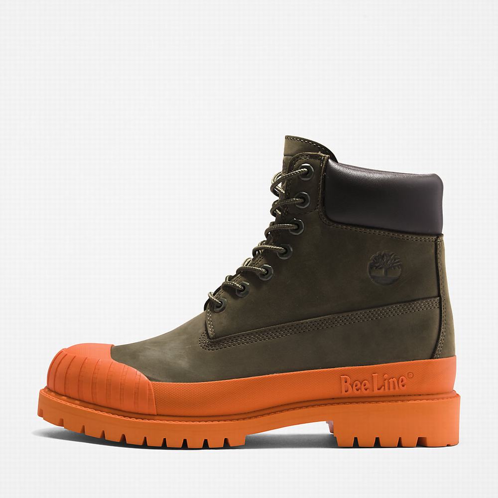 Cizmy Timberland Bee Line x Timberland® 6 Inch Rubber Spicou Panske Tmavo Zelene Oranžové | HI1430657