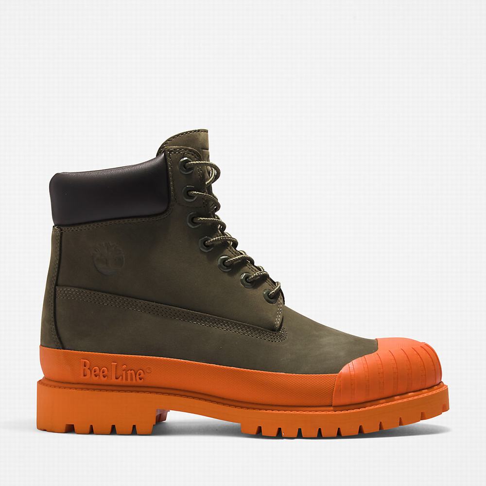 Cizmy Timberland Bee Line x Timberland® 6 Inch Rubber Spicou Panske Tmavo Zelene Oranžové | HI1430657