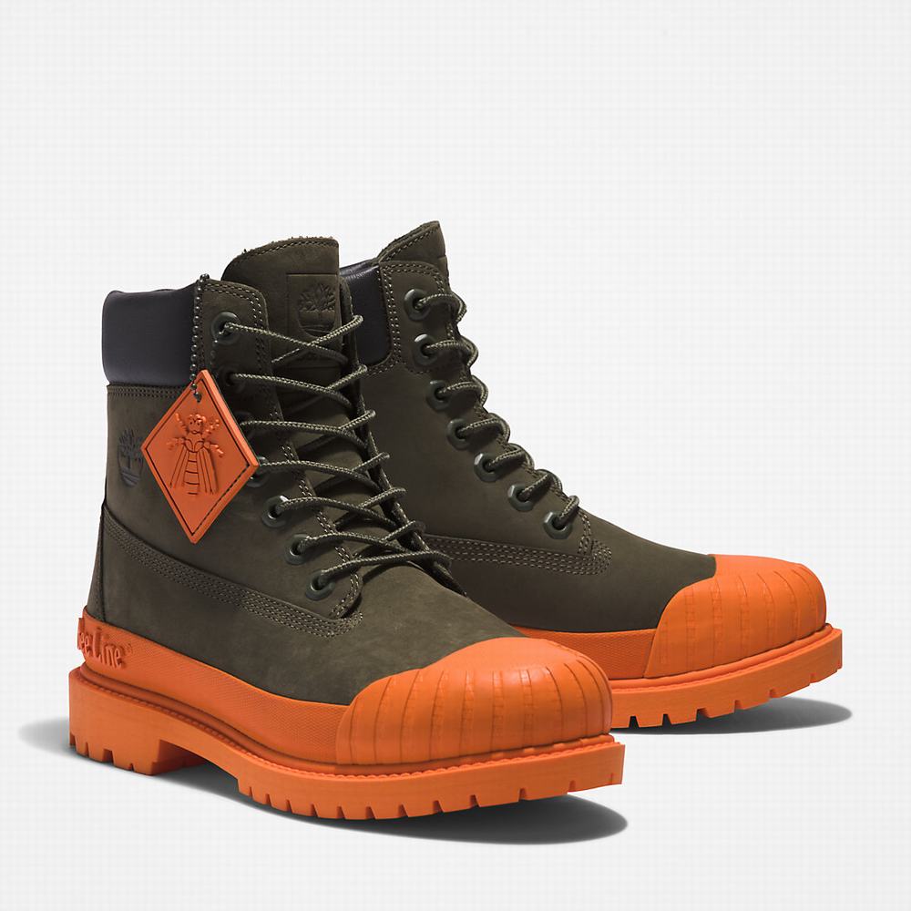 Cizmy Timberland Bee Line x Timberland® 6 Inch Rubber Spicou Panske Tmavo Zelene Oranžové | HT7513249