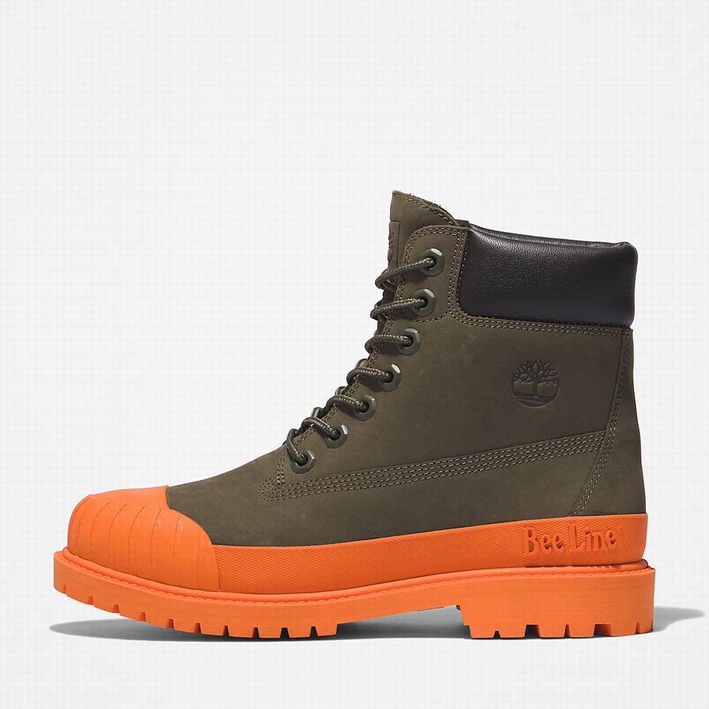 Cizmy Timberland Bee Line x Timberland® 6 Inch Rubber Spicou Panske Tmavo Zelene Oranžové | HT7513249