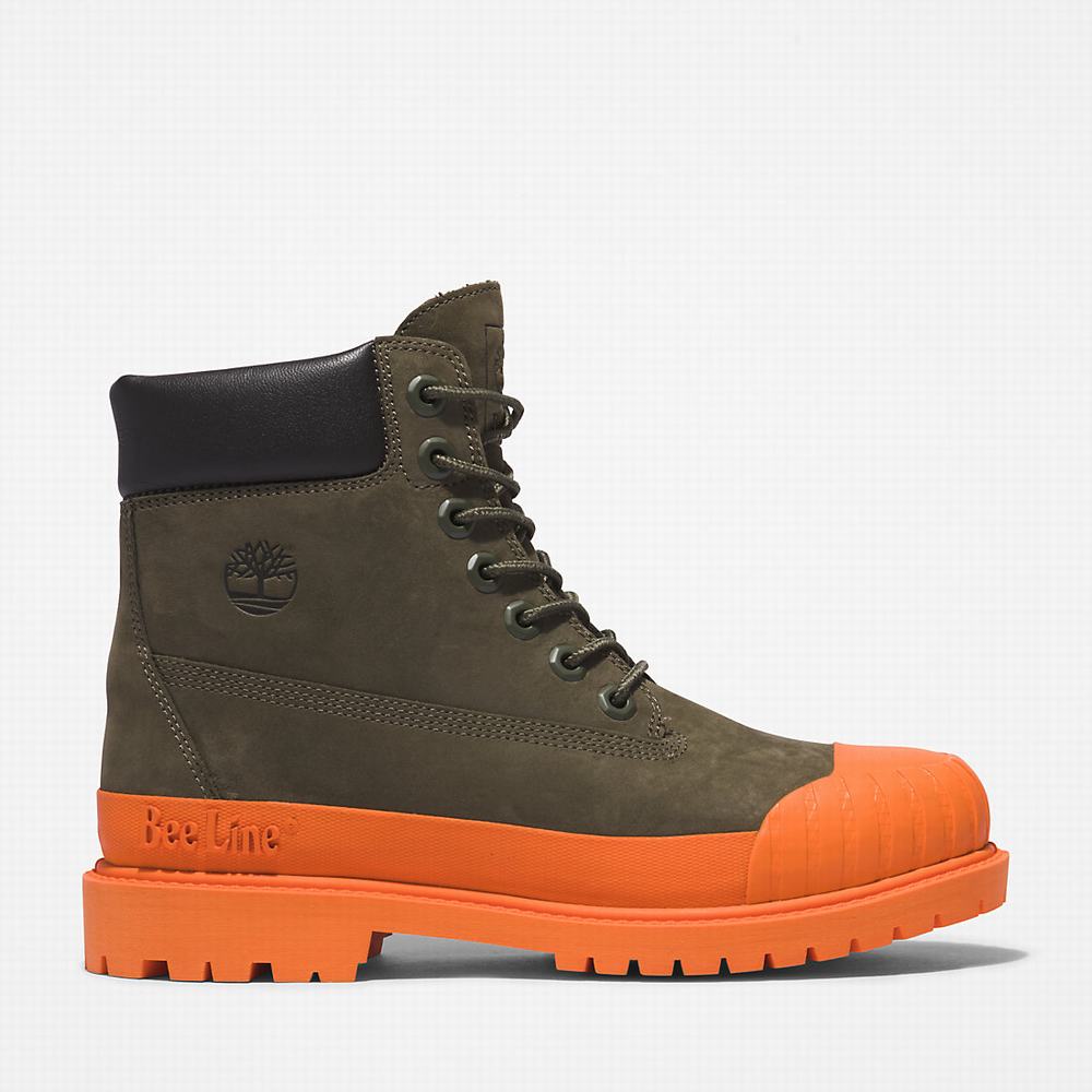 Cizmy Timberland Bee Line x Timberland® 6 Inch Rubber Spicou Panske Tmavo Zelene Oranžové | HT7513249