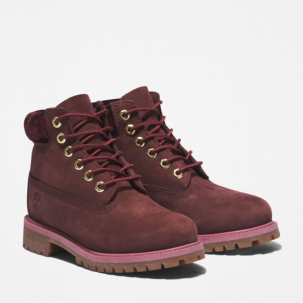 Cizmy Timberland Premium 6 Inch Detske Bordove | LH0287614