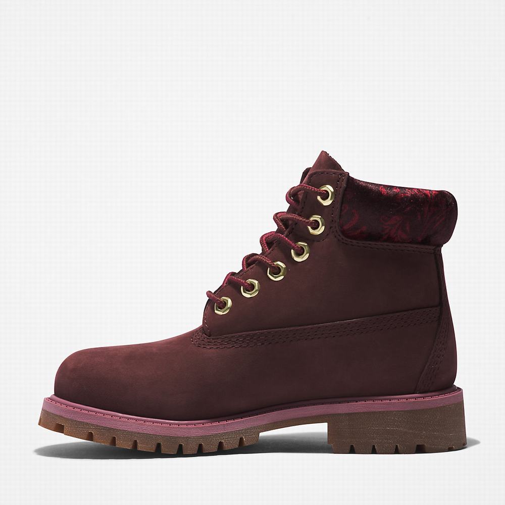 Cizmy Timberland Premium 6 Inch Detske Bordove | LH0287614