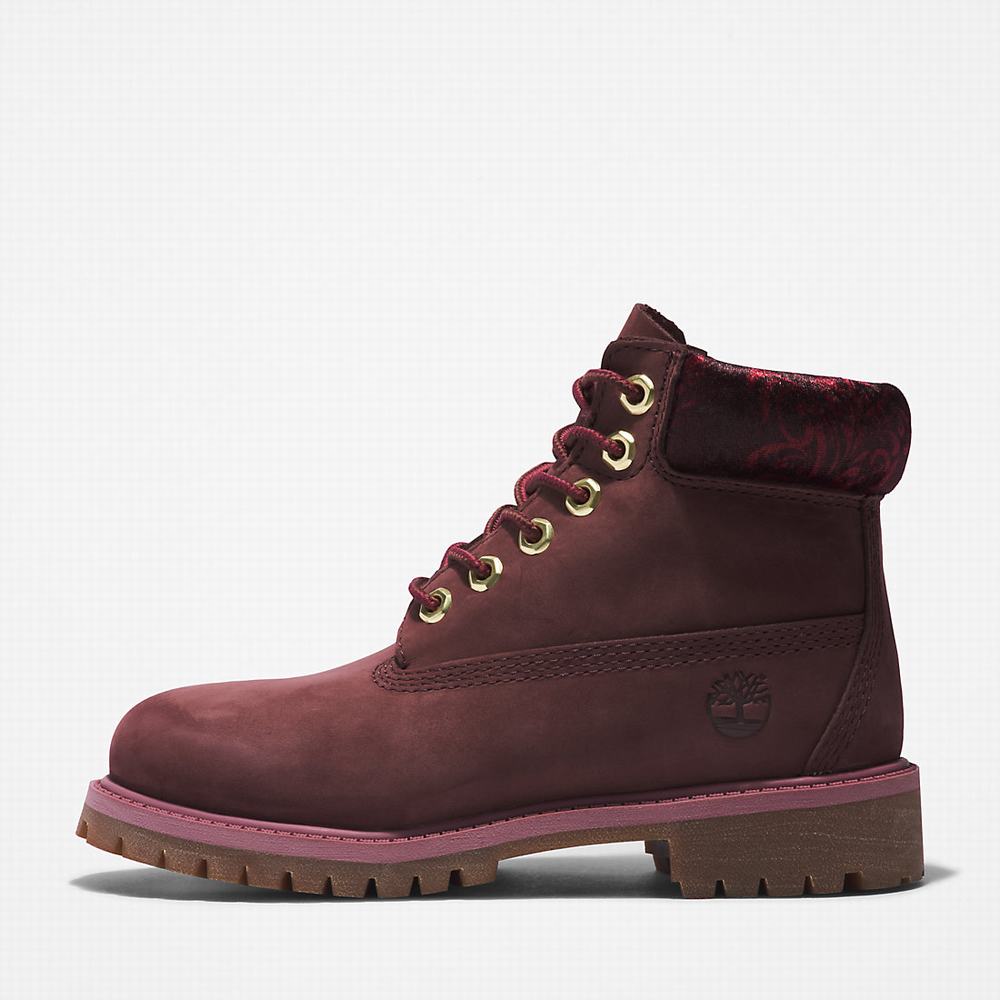 Cizmy Timberland Premium 6 Inch Detske Bordove | LH0287614