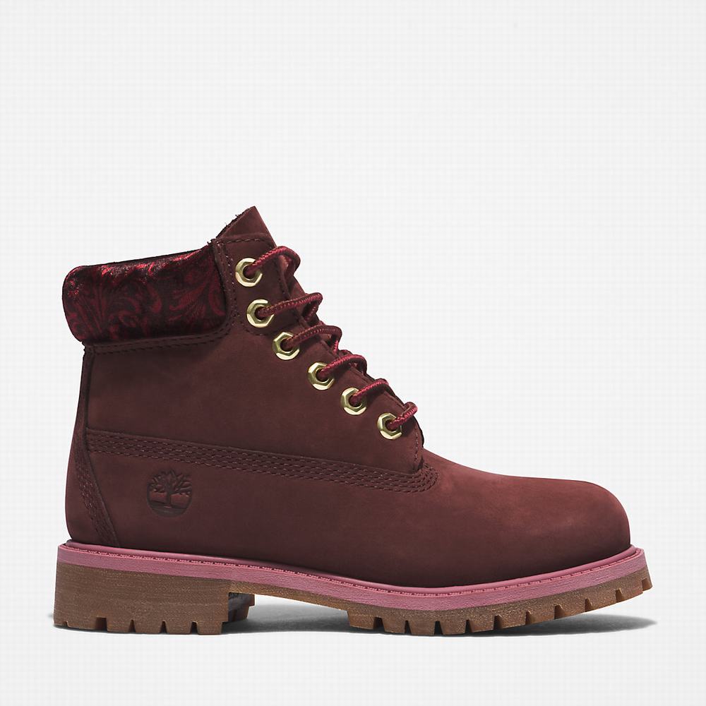 Cizmy Timberland Premium 6 Inch Detske Bordove | LH0287614