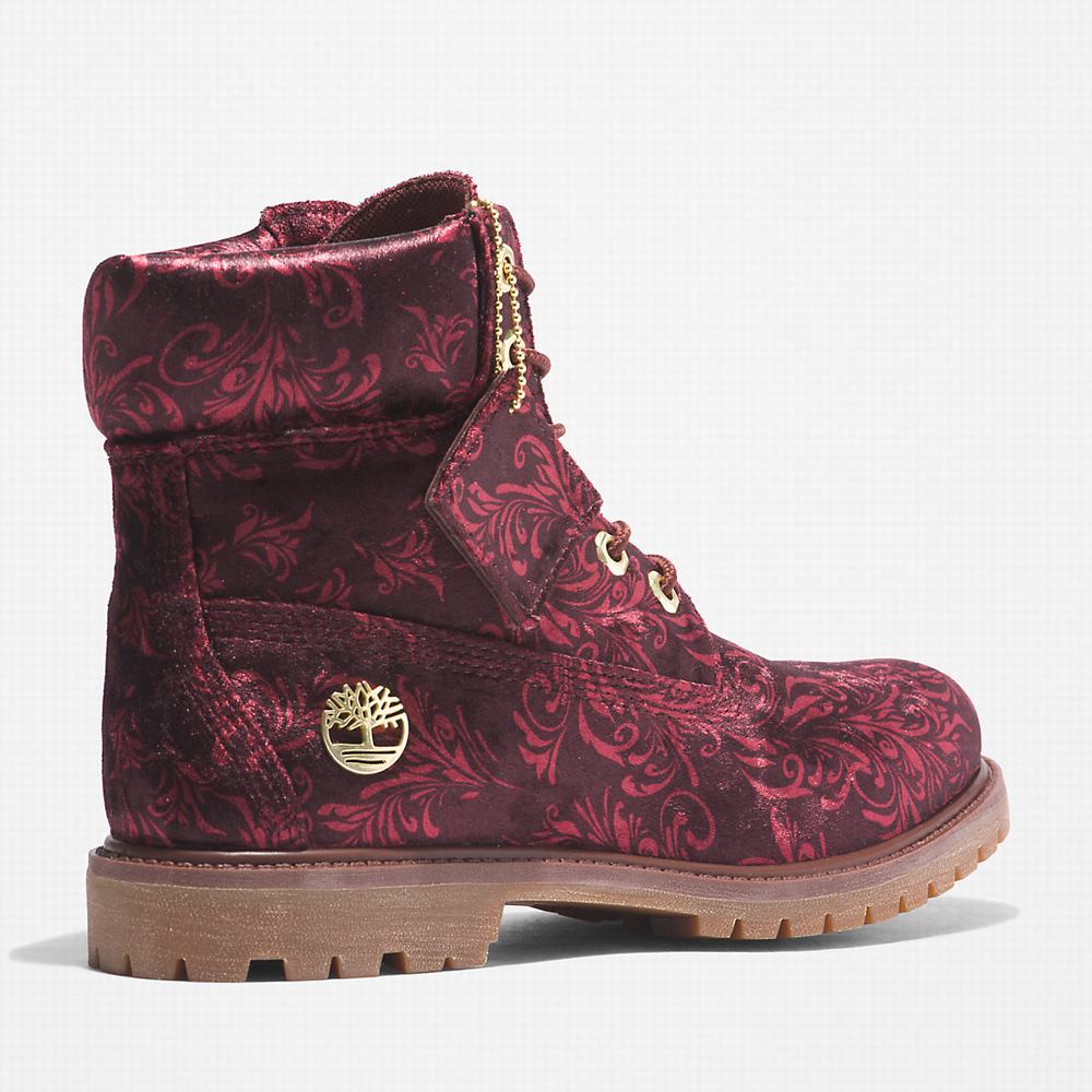 Cizmy Timberland Premium 6 Inch Velvet Damske Bordove | LK4782935