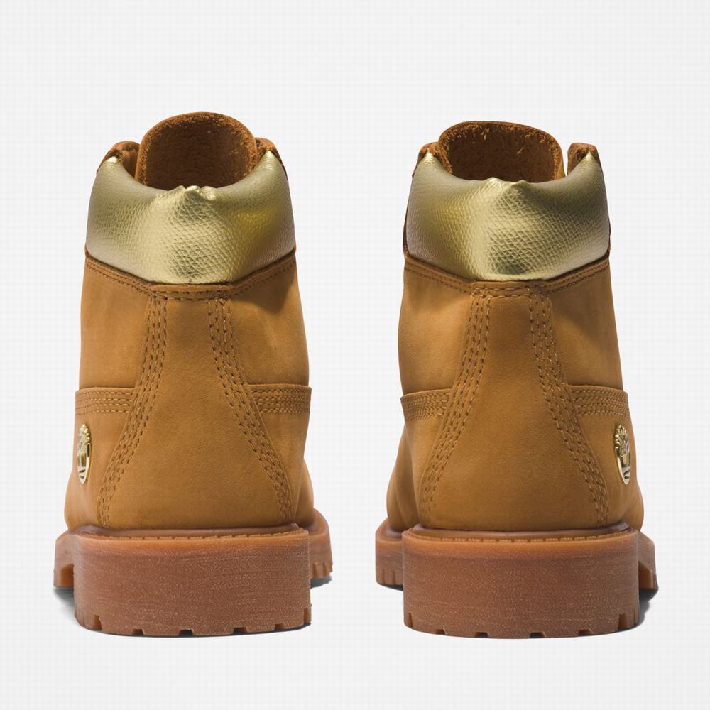 Cizmy Timberland Premium 6-Inch Waterproof Detske Hnede Zlate | MI3852947