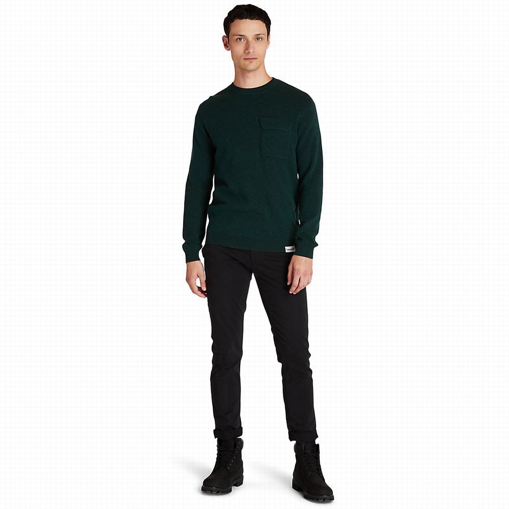 Jumpers Timberland Crewneck Pocket Panske Zelene | DV7520946