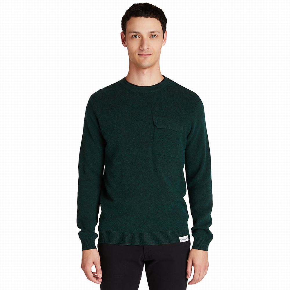 Jumpers Timberland Crewneck Pocket Panske Zelene | DV7520946