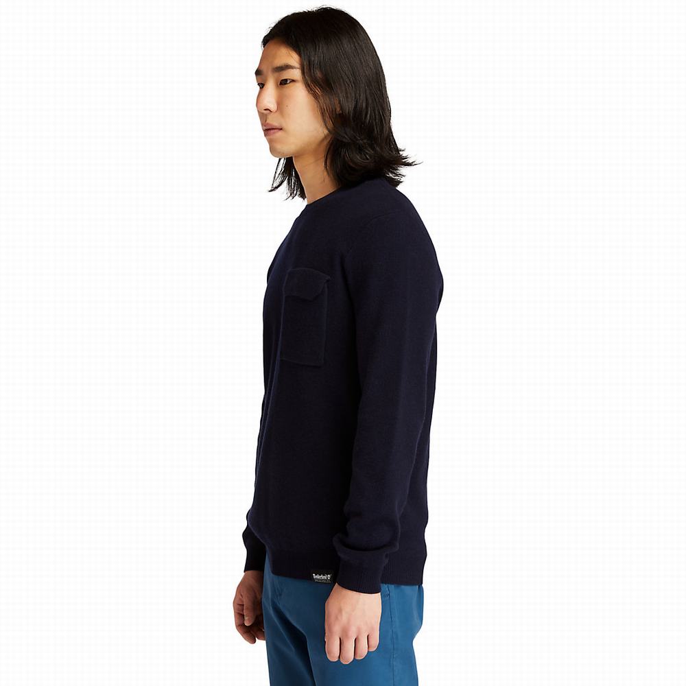 Jumpers Timberland Crewneck Pocket Panske Námornícka Modrá | WP7854612