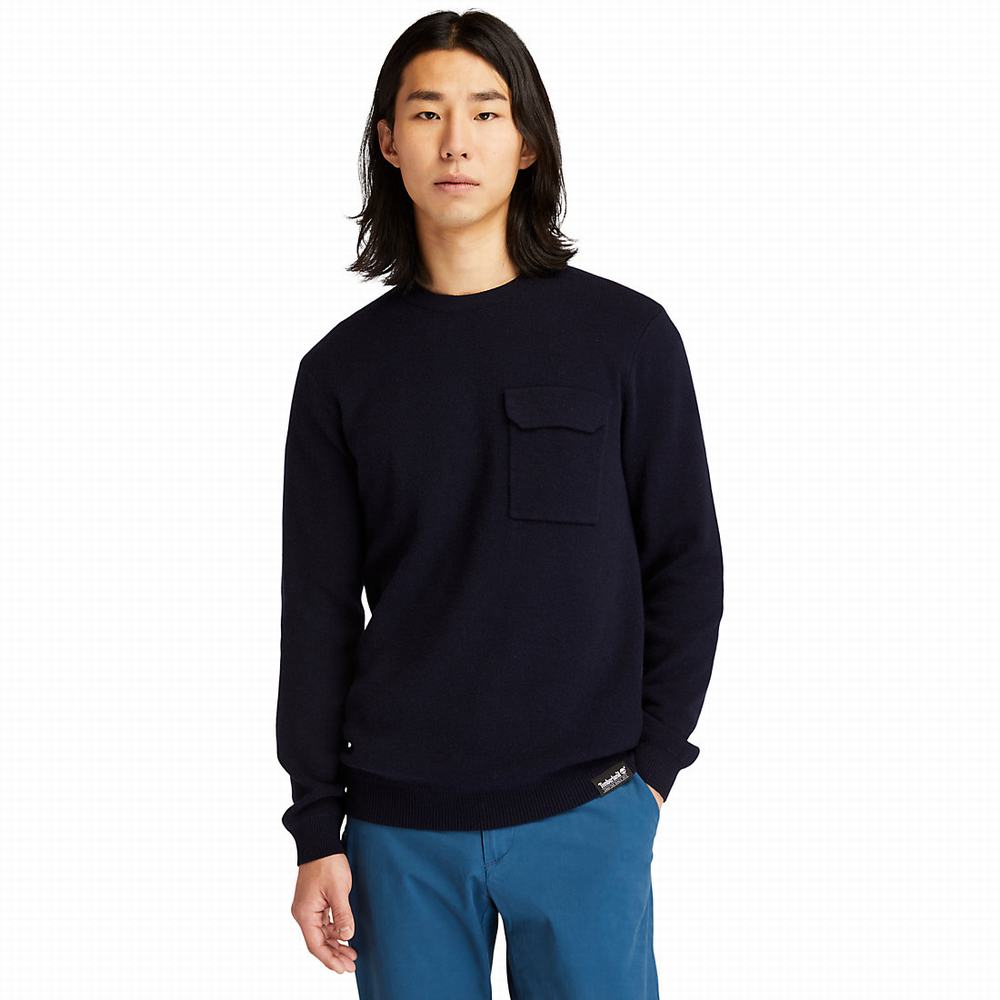 Jumpers Timberland Crewneck Pocket Panske Námornícka Modrá | WP7854612