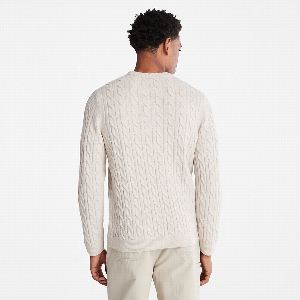 Jumpers Timberland Phillips Brook Cable Crewneck Panske Béžové | FW0382671