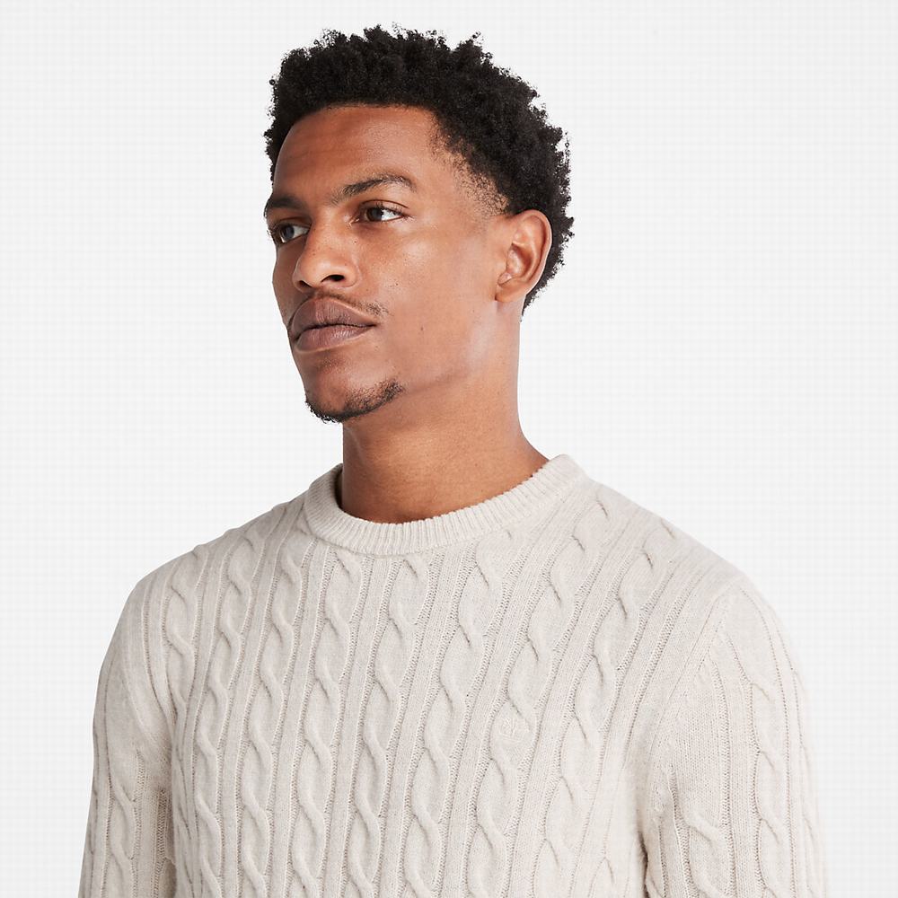 Jumpers Timberland Phillips Brook Cable Crewneck Panske Béžové | FW0382671