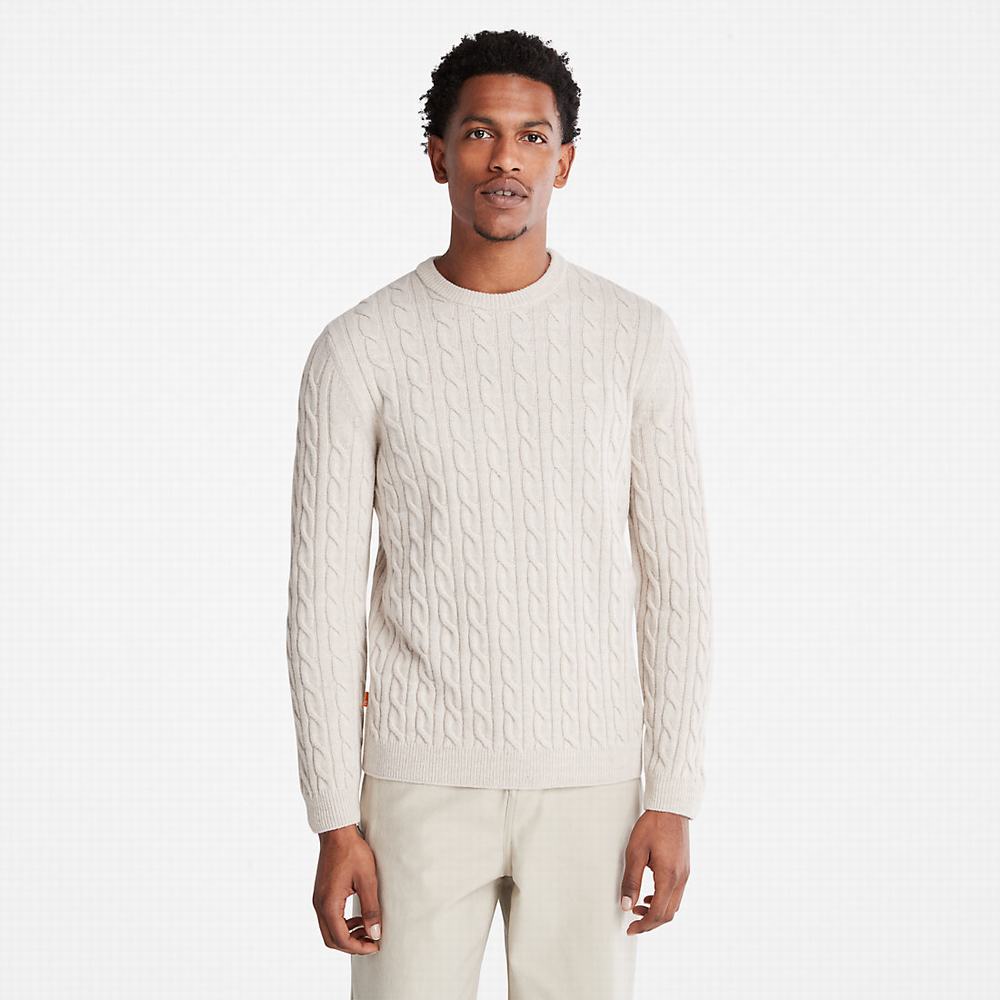 Jumpers Timberland Phillips Brook Cable Crewneck Panske Béžové | FW0382671