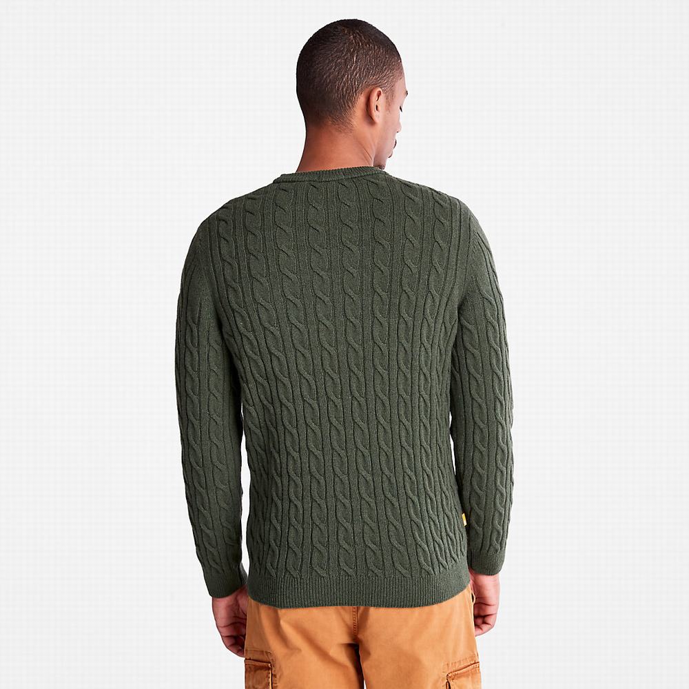 Jumpers Timberland Phillips Brook Cable Crewneck Panske Tmavo Zelene | IQ2146589