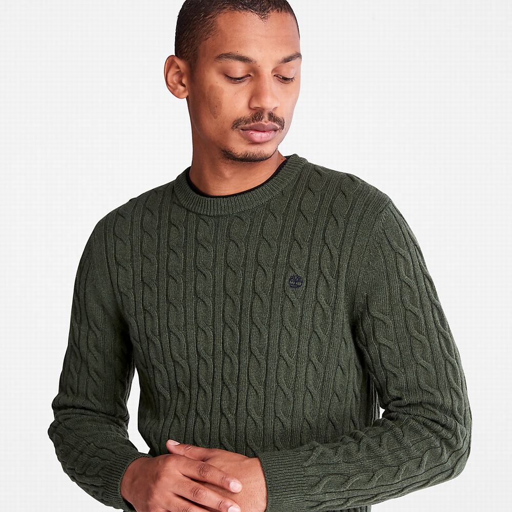 Jumpers Timberland Phillips Brook Cable Crewneck Panske Tmavo Zelene | IQ2146589