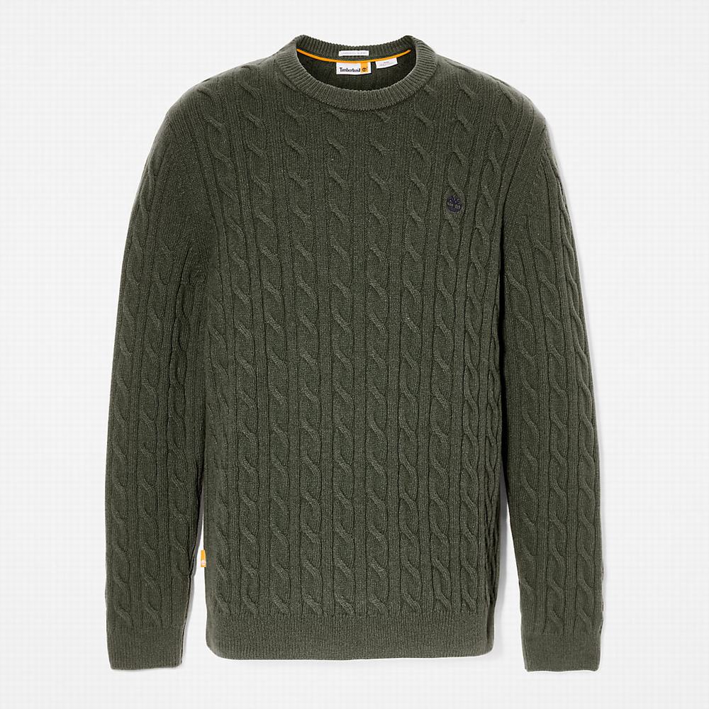 Jumpers Timberland Phillips Brook Cable Crewneck Panske Tmavo Zelene | IQ2146589