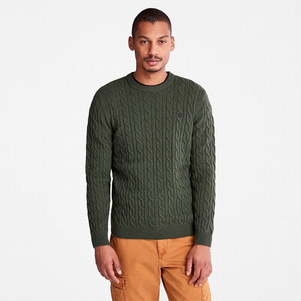 Jumpers Timberland Phillips Brook Cable Crewneck Panske Tmavo Zelene | IQ2146589