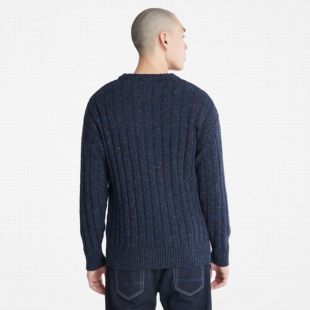 Jumpers Timberland Textured Crewneck Panske Námornícka Modrá | FL7243091