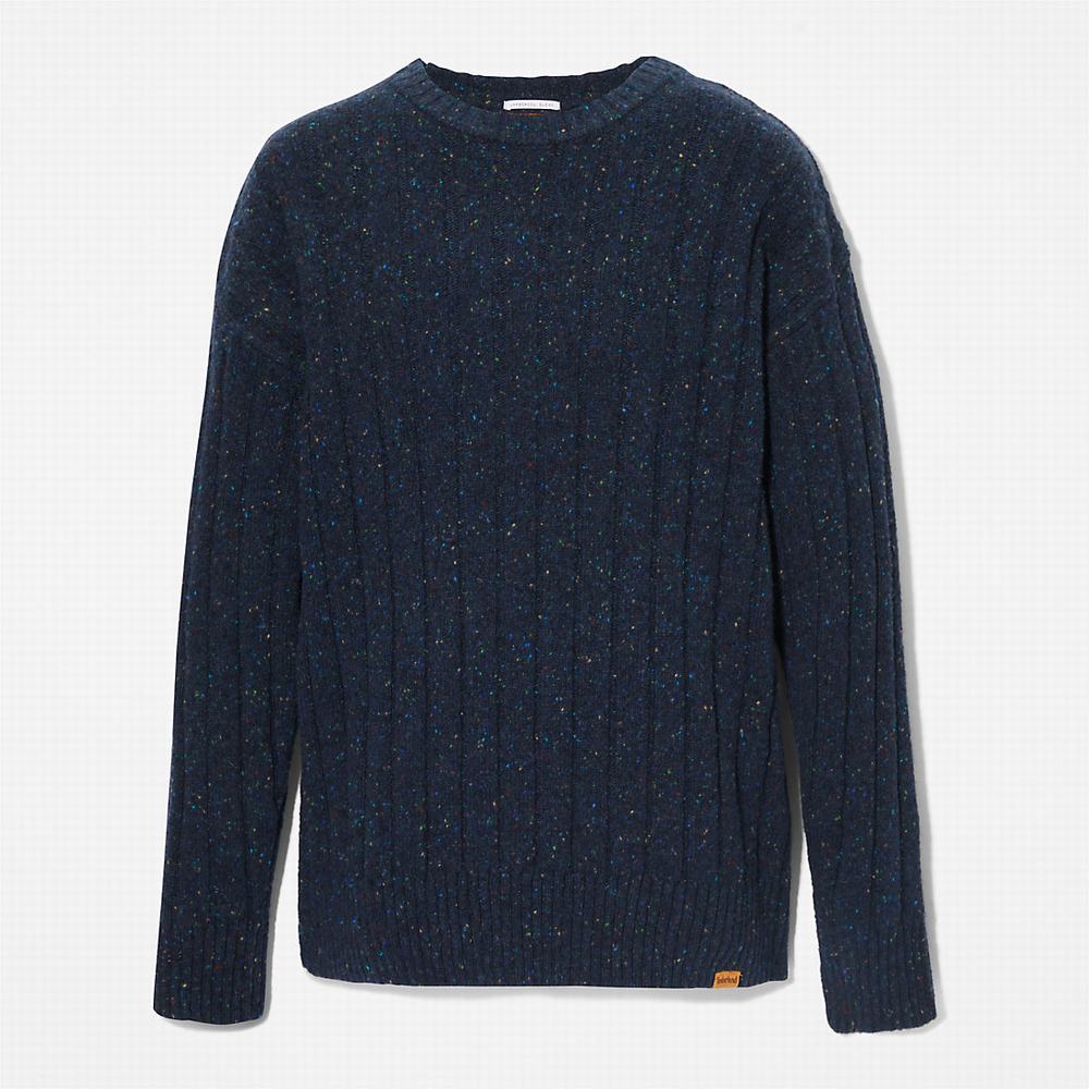 Jumpers Timberland Textured Crewneck Panske Námornícka Modrá | FL7243091