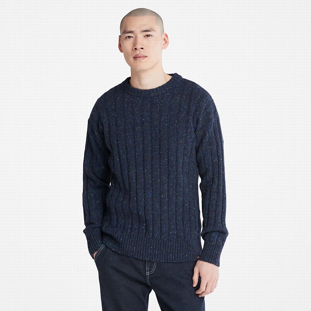 Jumpers Timberland Textured Crewneck Panske Námornícka Modrá | FL7243091