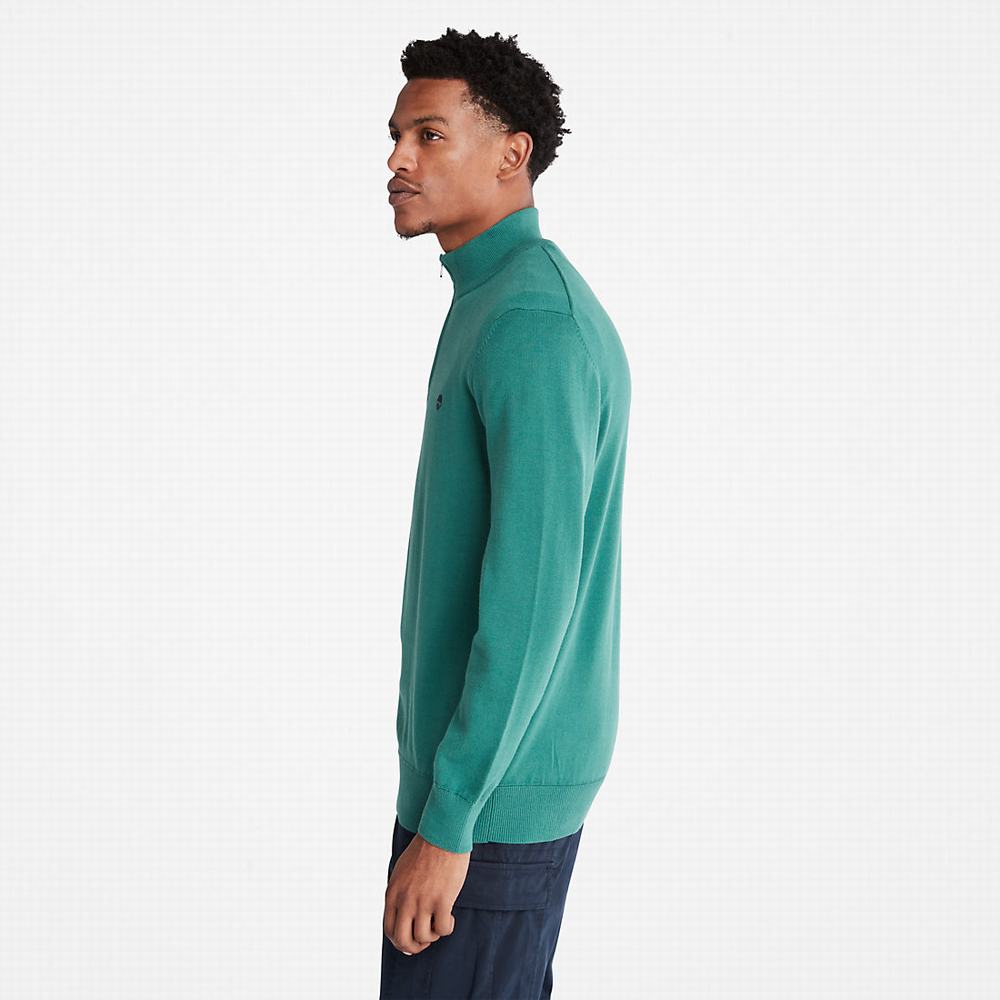 Jumpers Timberland Williams River Zip-neck Panske Zelene | AY5430729