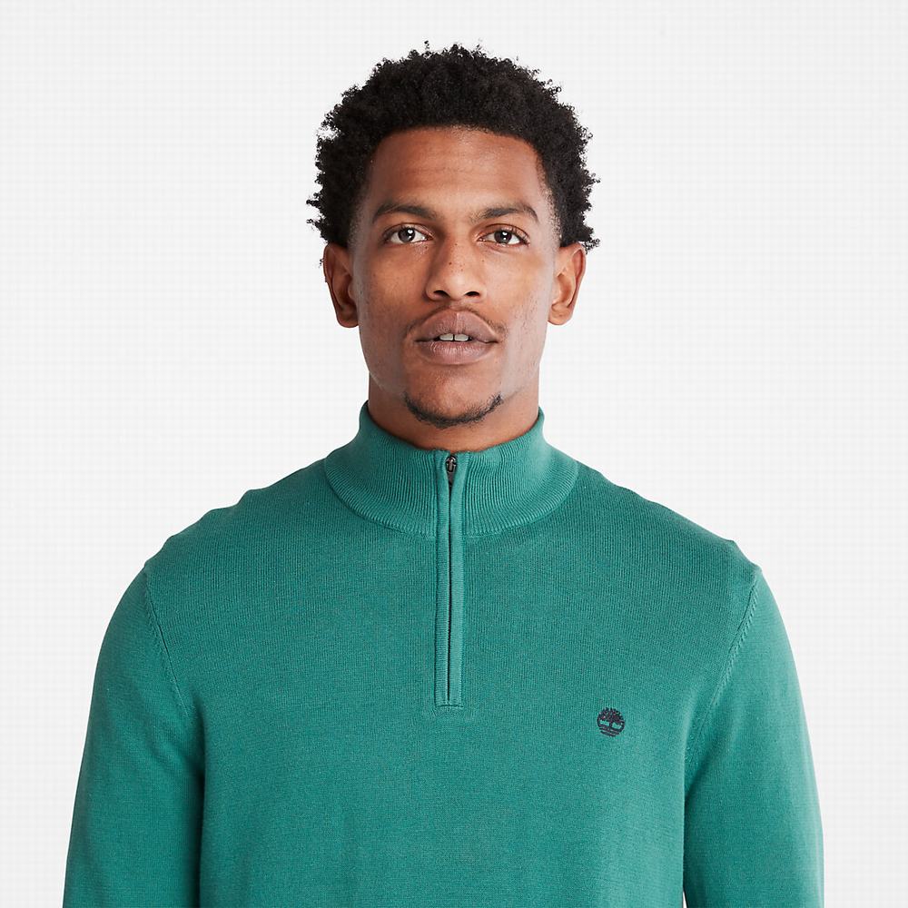 Jumpers Timberland Williams River Zip-neck Panske Zelene | AY5430729