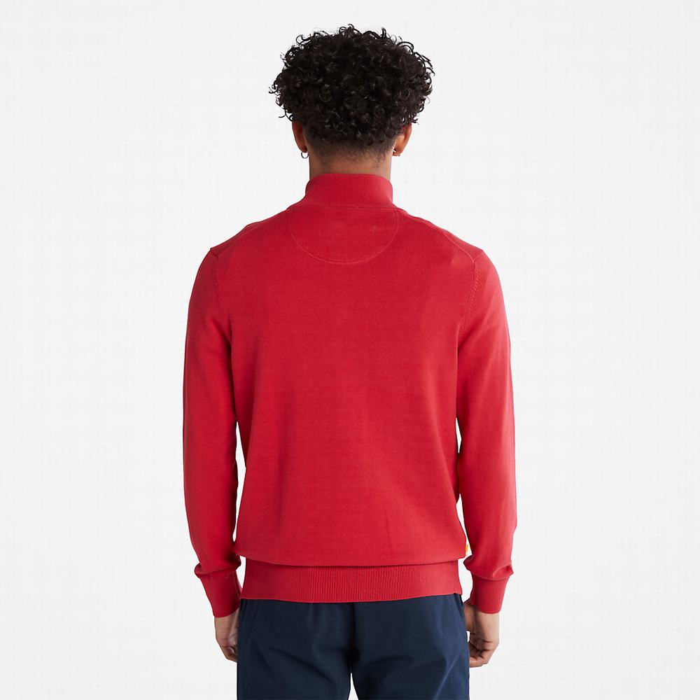 Jumpers Timberland Williams River Zip-neck Panske Červené | QH7928035