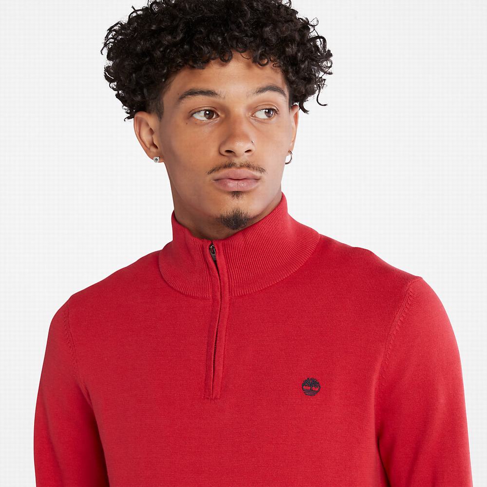 Jumpers Timberland Williams River Zip-neck Panske Červené | QH7928035