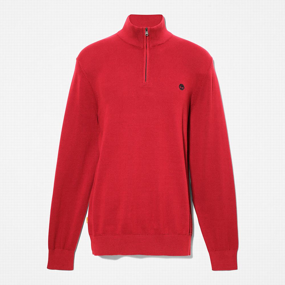 Jumpers Timberland Williams River Zip-neck Panske Červené | QH7928035