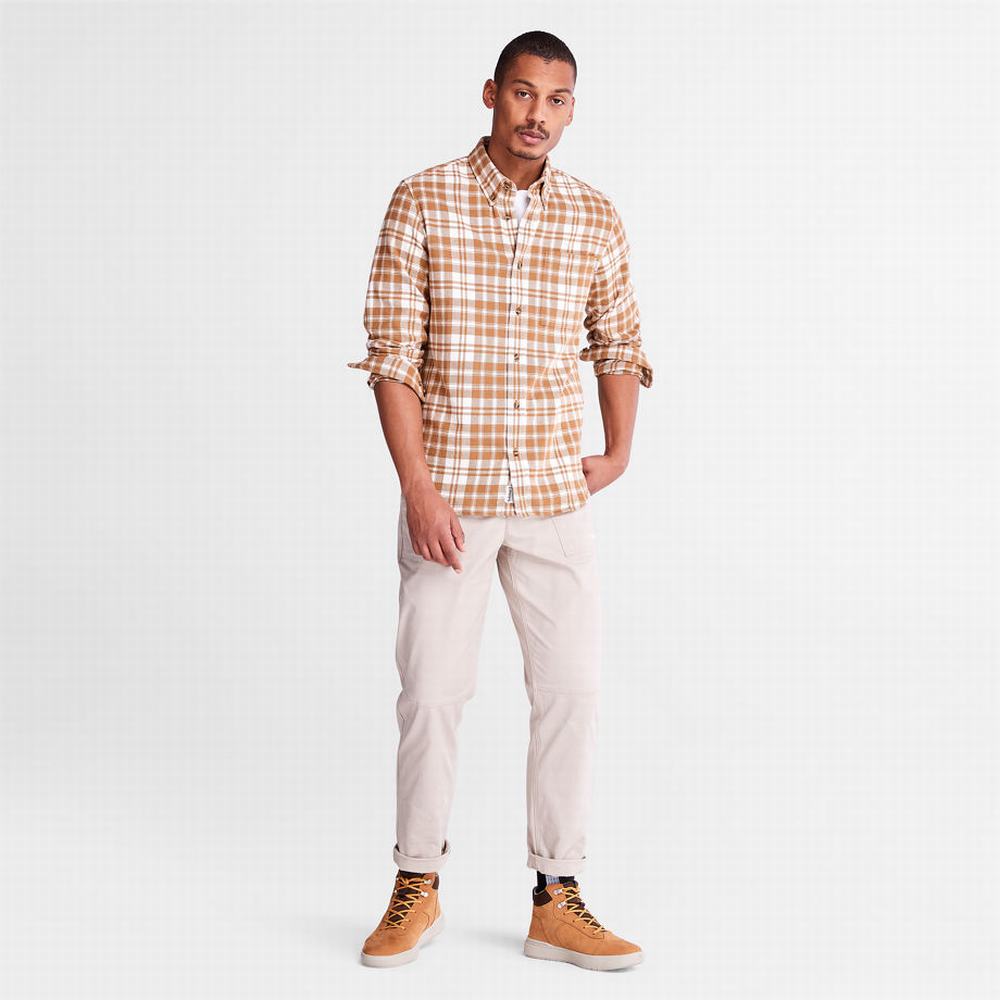 Kosele Timberland Flannel Checked Panske Hnede | RY0581943