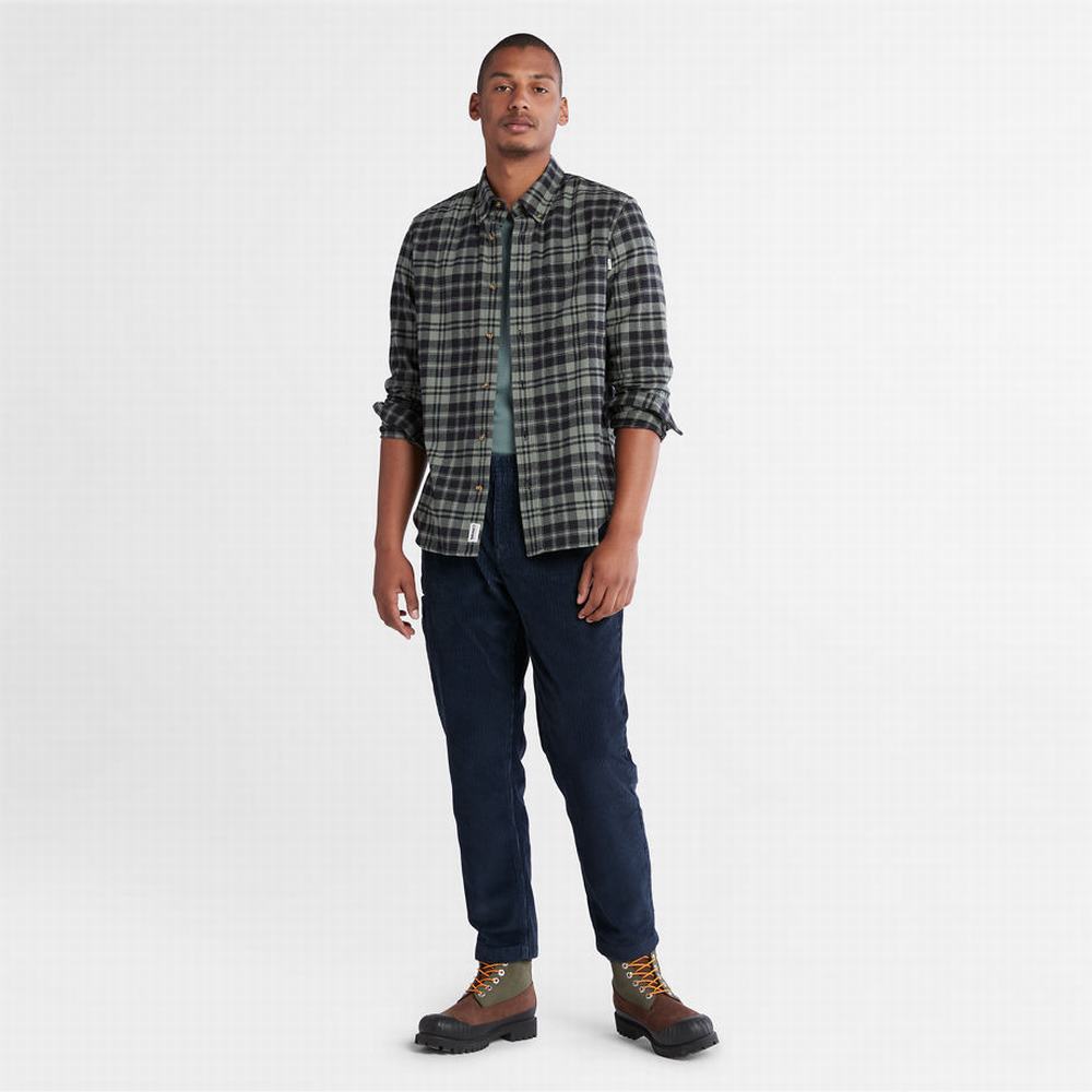 Kosele Timberland Flannel Checked Panske Zelene | VS9756823