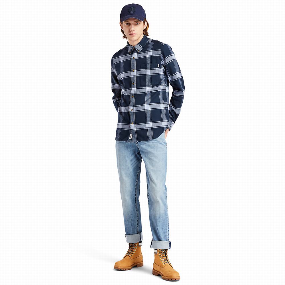 Kosele Timberland Heavy Flannel Checked Panske Modre | CF9215367