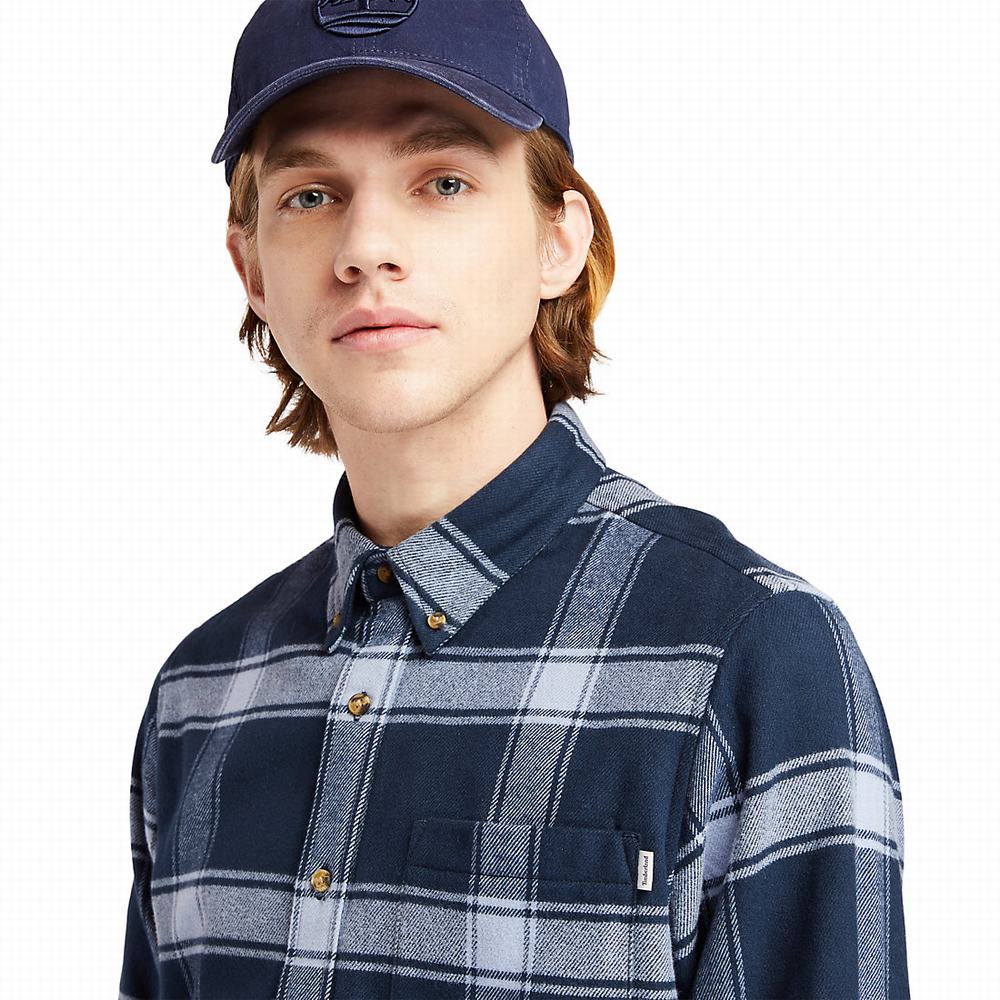 Kosele Timberland Heavy Flannel Checked Panske Modre | CF9215367