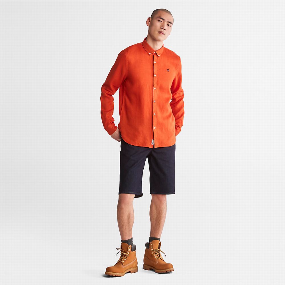 Kosele Timberland Mill River Slim-Fit Linen Panske Oranžové | MV2960784