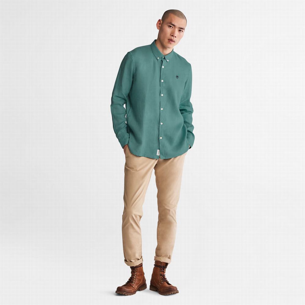 Kosele Timberland Mill River Slim-Fit Linen Panske Tyrkysové | SR5897402