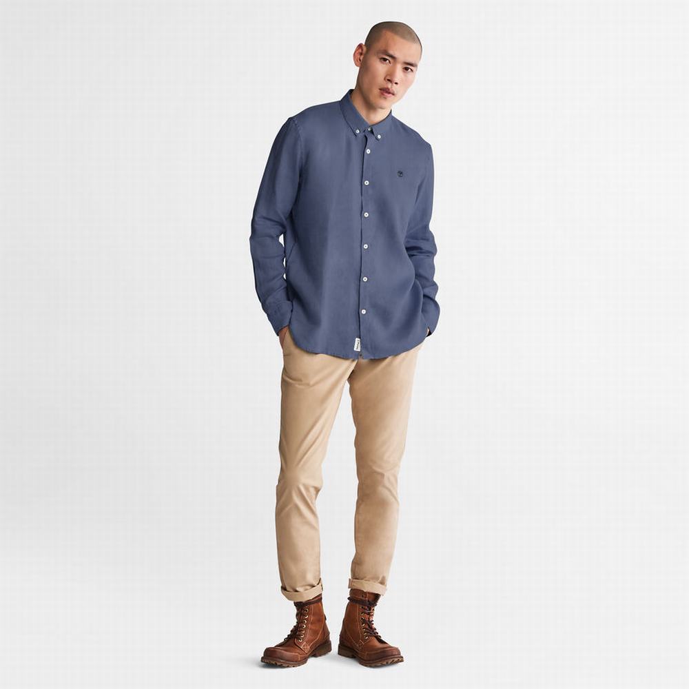 Kosele Timberland Mill River Slim-Fit Linen Panske Modre Námornícka Modrá | XR7029156