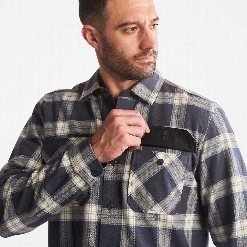 Kosele Timberland PRO® Woodfort Heavyweight Flannel Pracovná Panske India Ink Plaid | CD1604732