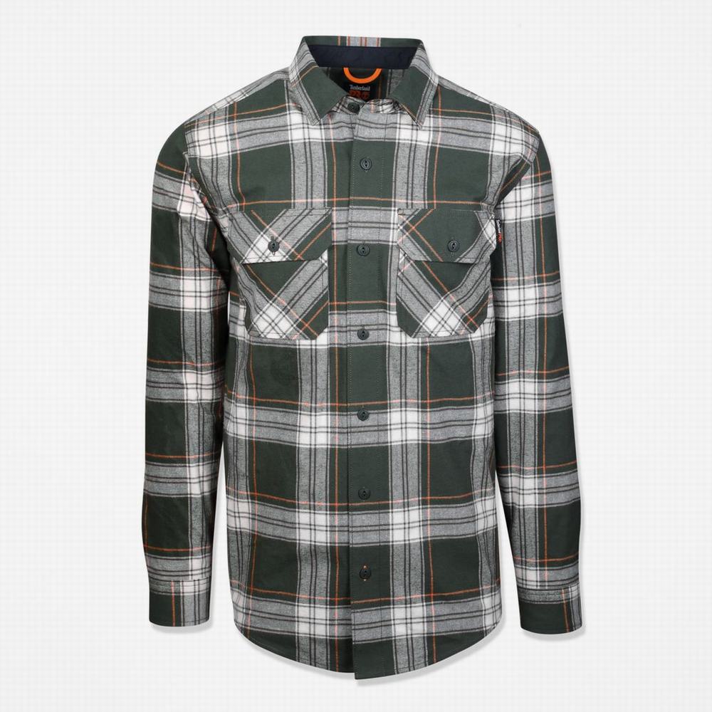 Kosele Timberland PRO® Woodfort Heavyweight Flannel Pracovná Panske Tmavo Zelene | ML5346812