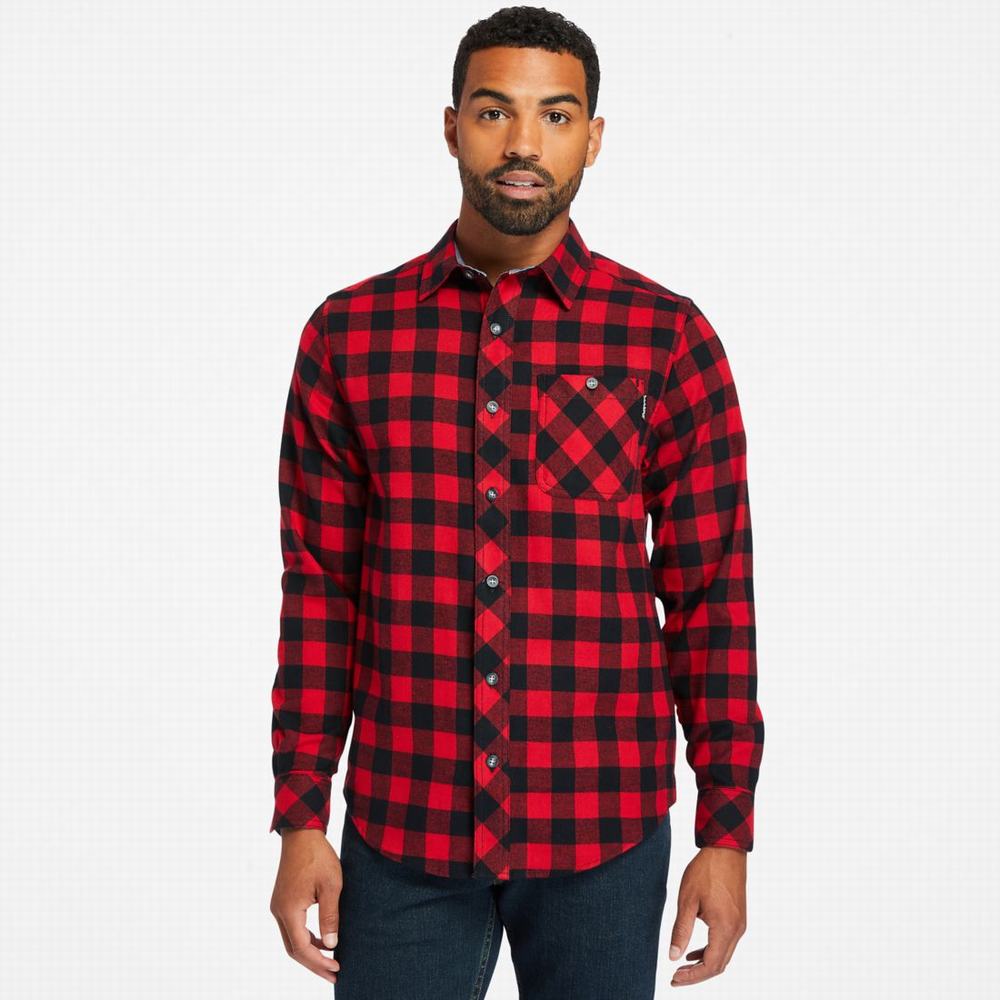 Kosele Timberland PRO® Woodfort Midweight Flannel Pracovná Panske Červené Čierne | UA9736028